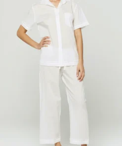 Short Sleeve Cropped Pant PJ Set - White