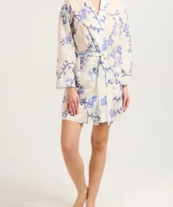 Short Cotton Robe - Riviera Bloom